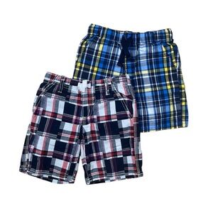 Gymboree Plaid Shorts (Lot of 2) Sz 4T Pull On Elastic 100% Cotton VGUC